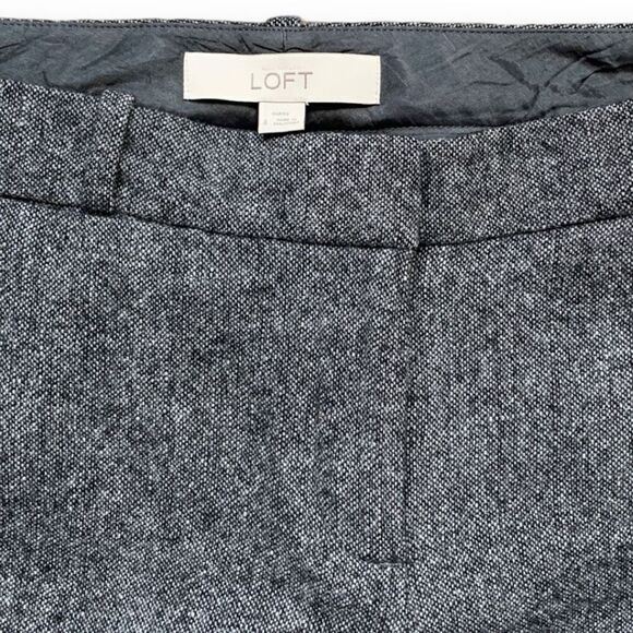 Loft Women's Gray Wool Lined Flat Front Wide Leg Boot Cut Leg Pants Size 4 - Picture 7 of 10